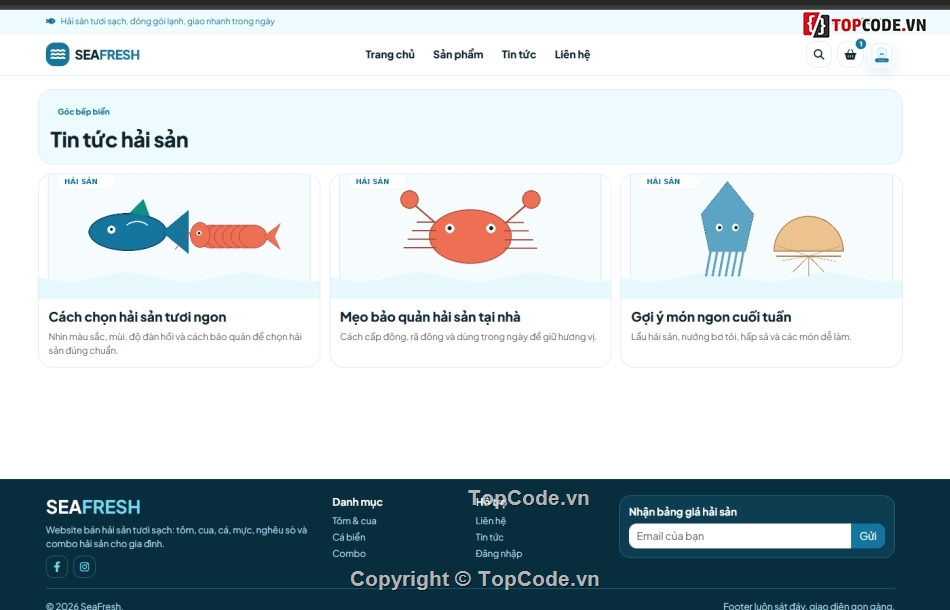 hải sản tươi sạch,hải sản sạch,bán website